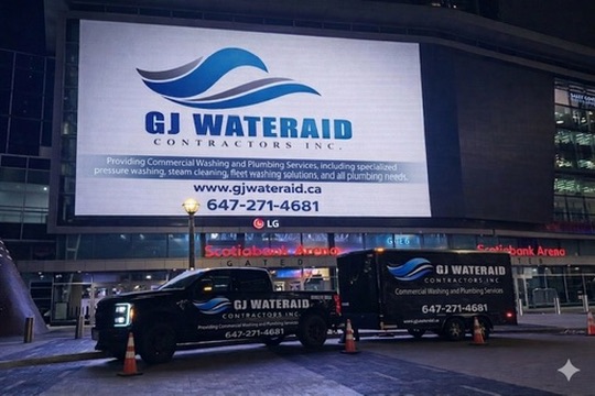 GJ WaterAid featured on Scotiabank Arena billboard in Toronto